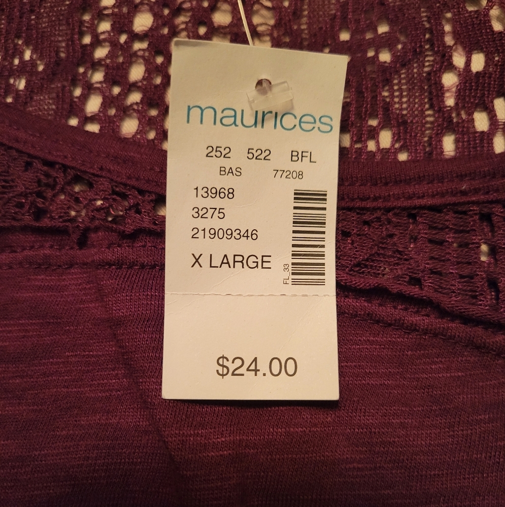 Maurices Purple Lace Long Sleeve Top NWT - Picture 7 of 10